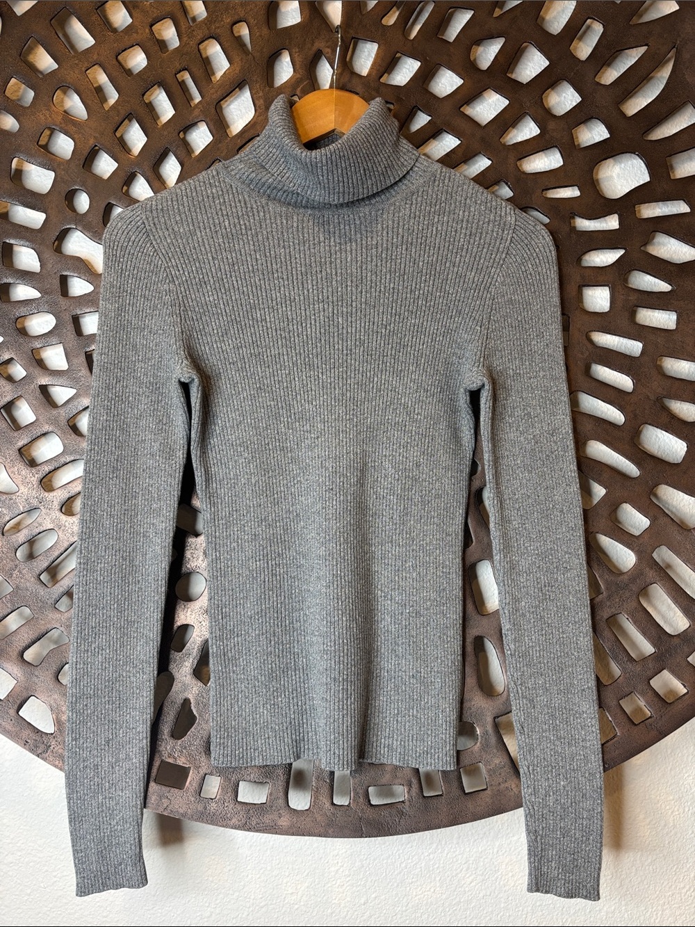 🩶 Ribbed Turtleneck Sweater Small Gray Cotton GAP Classic Knit Top 🩶